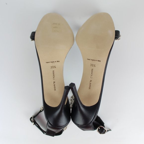 NEW MANOLO BLAHNIK Rekik Leather Chain Heeled Sandals - Picture 14 of 16